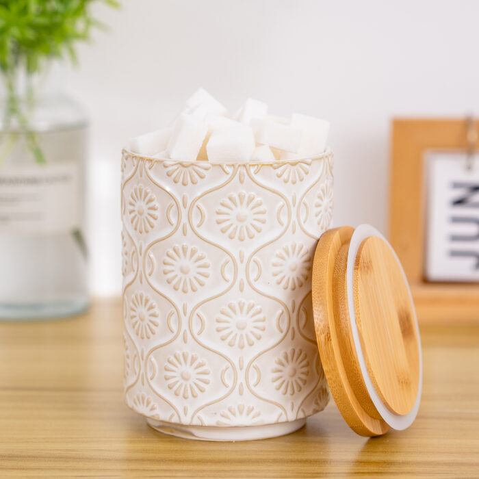 Ceramic Canister with Airtight Lid – 30 Fl Oz Cookie & Coffee Canister, Sugar/Tea/Matcha/Candy Storage Jar - lvory - Image 5