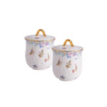 Freesia Scented Soy-Wax Candle Gift Set – 2 Ceramic Jars w/ 24K Gold Rim, Gift Box & Tote - Colorful world