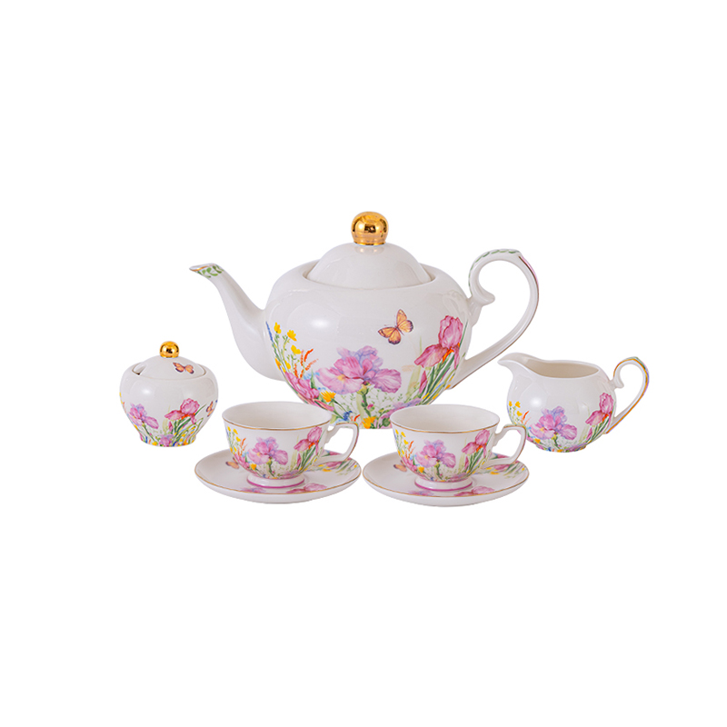 45 SWEET SPRING 7-Piece Luxury Tea Set – Hand-Painted 24K Gold, Premium Gift Box & Bag - Image 1