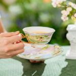 Watercolor “Wilderness” 160 ml Gold-Handle Bone-China Cup & Saucer Luxury Gift Set - set of 2 cup &2 saucer - Image 6