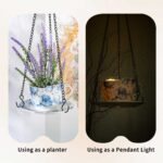 6.3" Ceramic Hanging Planter with Chain – Cup-Shaped Indoor/Outdoor Pot & Candle Holder - BLUE - Image 9