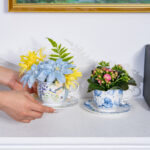 6.3" Ceramic Hanging Planter with Chain – Cup-Shaped Indoor/Outdoor Pot & Candle Holder - FLORAL - Image 5