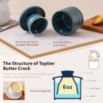 Butter Crock, Ceramic Butter Dish with Lid, 6.7 oz French Butter Keeper, Reactive Glaze – Dark Blue - Image 5