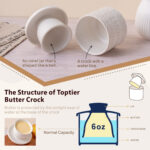 Butter Crock, Ceramic Butter Dish with Lid, 6.7 oz French Butter Keeper, Reactive Glaze – Ivory - Image 5