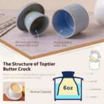 Butter Crock, Ceramic Butter Dish with Lid, 6.7 oz French Butter Keeper, Reactive Glaze – Light Blue - Image 5