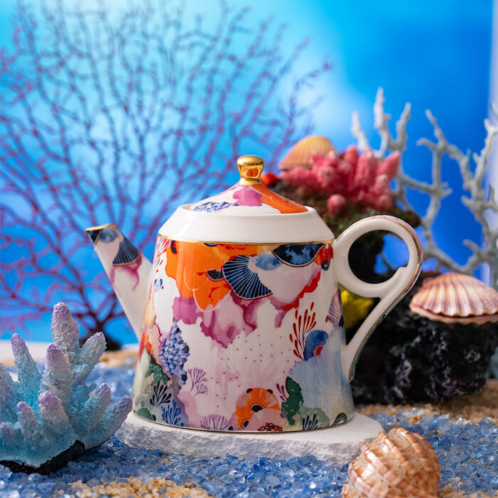Fine Porcelain Tea Set 9 pcs – Secret Coral Land - Image 6