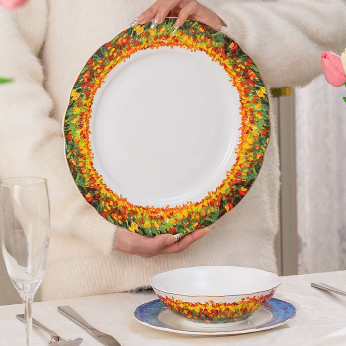Fine Bone-China 3-Piece Dinner Set – Tulip Garden - Image 6