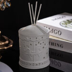 Thin Ceramic Candle Lantern – Hollow Horse Pattern, Aromatherapy & Christmas Décor - Image 6