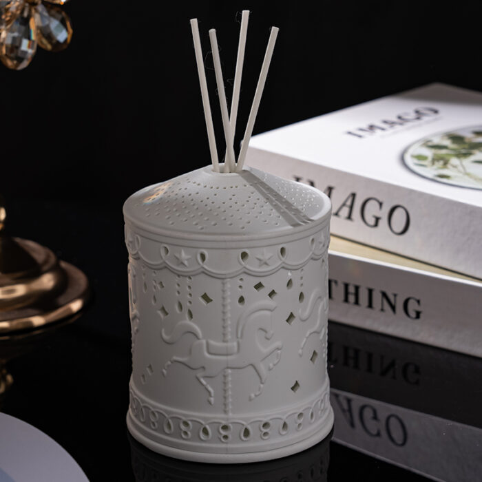 Thin Ceramic Candle Lantern – Hollow Horse Pattern, Aromatherapy & Christmas Décor - Image 6