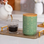 Ceramic Canister with Airtight Lid – 30 Fl Oz Cookie & Coffee Canister, Sugar/Tea/Matcha/Candy Storage Jar - Green - Image 2