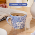 Coffee Mugs Set of 4 – 15.2 oz (450 ml) Bone China Mugs, Hidden Cat & Flowers Design, Gift Box - Image 6