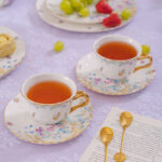 2-Cup & 2-Saucer Gift Set – 24 K Gold Rim and Colorful world - Image 6