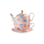 550 ml Bone China Teapot & 10 oz Cup Tea for One Gift Set- Maiden's dream