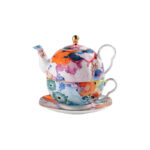 550 ml Bone China Teapot & 10 oz Cup Tea for One Gift Set-Secret coral land