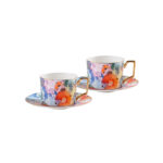 Set of 2 Fine Bone-China Tea Cup & Saucer Set 250 ml – Secret Coral Land
