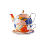 550 ml Bone China Teapot & 10 oz Cup Gift Set-The taste of summer