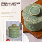 Butter Crock, Ceramic Butter Dish with Lid, 6.7 oz French Butter Keeper, Reactive Glaze – Green - Image 6