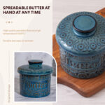Butter Crock, Ceramic Butter Dish with Lid, 6.7 oz French Butter Keeper, Reactive Glaze – Dark Blue - Image 6