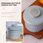 Butter Crock, Ceramic Butter Dish with Lid, 6.7 oz French Butter Keeper, Reactive Glaze – Light Blue - Image 6