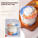 French Butter Crock Porcelain Keeper – Airtight Water-Seal 6.7 oz Countertop Soft Butter Dish, Clover Décor & Housewarming Gift - Mixed vintage - Image 6