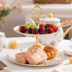 Luxury 2-Tier Cake Stand Gift Set – 24K Gold Rim, 3 Themes, Gift Bag - Colorful world - Image 4