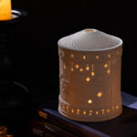 Thin Ceramic Candle Lantern – Hollow Horse Pattern, Aromatherapy & Christmas Décor - Image 7