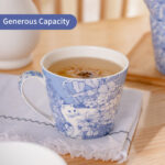 Coffee Mugs Set of 4 – 15.2 oz (450 ml) Bone China Mugs, Hidden Cat & Flowers Design, Gift Box - Image 7