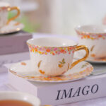 2-Cup & 2-Saucer Gift Set – 24 K Gold Rim and Handle-Blooming Season - Image 7