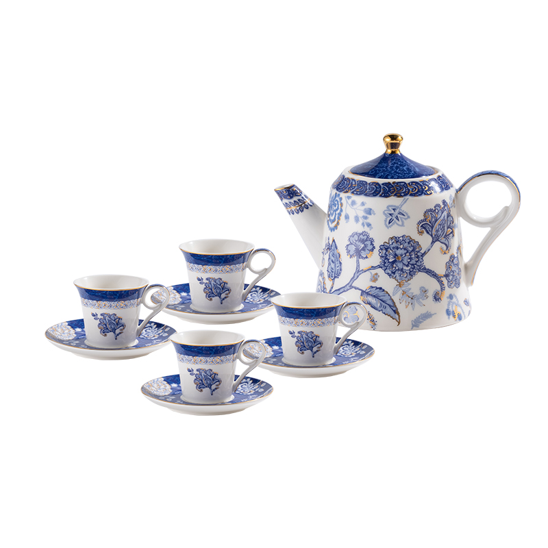 61 Fine Porcelain Tea Set 9 pcs – Blue Luxe - Image 1