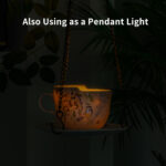 6.3" Ceramic Hanging Planter with Chain – Cup-Shaped Indoor/Outdoor Pot & Candle Holder - FLORAL - Image 7