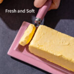 Butter Dish with Lid and Knife: Ceramic Butter Dish with Lid for Countertop, 8 Inch Butter Holder with Knob Handle, Durable Butter Keeper - Purple - Image 7