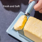 Butter Dish with Lid and Knife: Ceramic Butter Dish with Lid for Countertop, 8 Inch Butter Holder with Knob Handle, Durable Butter Keeper - Blue - Image 7