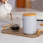 Ceramic Canister with Airtight Lid – 30 Fl Oz Cookie & Coffee Canister, Sugar/Tea/Matcha/Candy Storage Jar - Light blue - Image 2