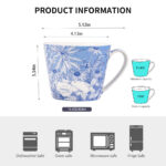 Coffee Mugs Set of 4 – 15.2 oz (450 ml) Bone China Mugs, Hidden Cat & Flowers Design, Gift Box - Image 9