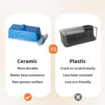 Butter Dish with Lid and Knife: Ceramic Butter Dish with Lid for Countertop, 8 Inch Butter Holder with Knob Handle, Durable Butter Keeper - Blue - Image 9