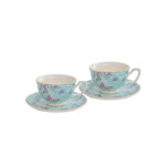 Fine Porcelain Tea Set – Blue 2 cups+ 2 saucers-the Charm of Orchids