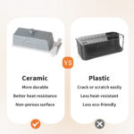 Butter Dish with Lid and Knife: Ceramic Butter Dish with Lid for Countertop, 8 Inch Butter Holder with Knob Handle, Durable Butter Keeper - Grey - Image 9