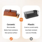 Butter Dish with Lid and Knife: Ceramic Butter Dish with Lid for Countertop, 8 Inch Butter Holder with Knob Handle, Durable Butter Keeper - Brown - Image 9