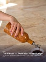 18oz Ceramic Vinegar Dispenser Bottle | Caramel Reactive Glaze | Auto-Pour Gravity Spout | Wholesale OEM - Image 2
