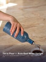 18oz Ceramic Vinegar Dispenser Bottle | Deep Blue Reactive Glaze | Auto-Pour Gravity Spout | Wholesale OEM - Image 2