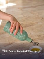 18oz Ceramic Oil Dispenser Bottle | Sage Green Reactive Glaze | Auto-Pour Gravity Spout | Wholesale OEM - Image 2
