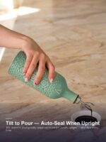 18oz Ceramic Vinegar Dispenser Bottle | Sage Green Reactive Glaze | Auto-Pour Gravity Spout | Wholesale OEM - Image 2