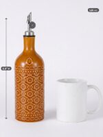 18oz Ceramic Oil Dispenser Bottle | Caramel Reactive Glaze | Auto-Pour Gravity Spout | Wholesale OEM - Image 3