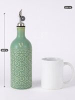 18oz Ceramic Vinegar Dispenser Bottle | Sage Green Reactive Glaze | Auto-Pour Gravity Spout | Wholesale OEM - Image 3
