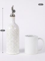 18oz Ceramic Vinegar Dispenser Bottle | Ivory White Glaze | Auto-Pour Gravity Spout | Wholesale OEM - Image 3