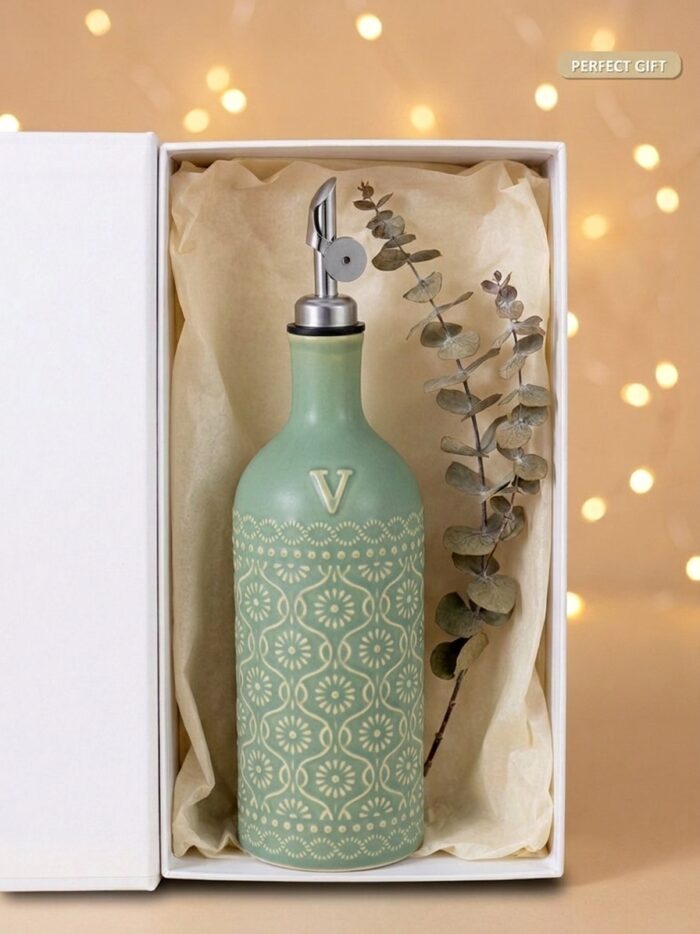 18oz Ceramic Vinegar Dispenser Bottle | Sage Green Reactive Glaze | Auto-Pour Gravity Spout | Wholesale OEM - Image 4