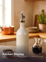 18oz Ceramic Vinegar Dispenser Bottle | Ivory White Glaze | Auto-Pour Gravity Spout | Wholesale OEM - Image 4