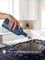 18oz Ceramic Oil Dispenser Bottle | Deep Blue Reactive Glaze | Auto-Pour Gravity Spout | Wholesale OEM - Image 4