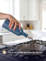 18oz Ceramic Vinegar Dispenser Bottle | Deep Blue Reactive Glaze | Auto-Pour Gravity Spout | Wholesale OEM - Image 4