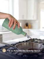 18oz Ceramic Vinegar Dispenser Bottle | Sage Green Reactive Glaze | Auto-Pour Gravity Spout | Wholesale OEM - Image 5